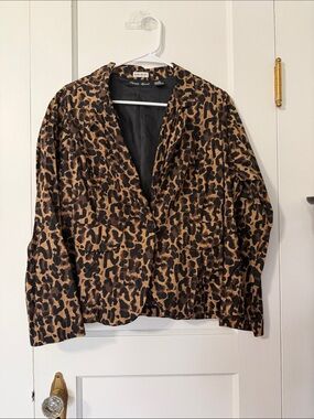 Caren Sport Leopard Print Single-Button Blazer in Brown and Black